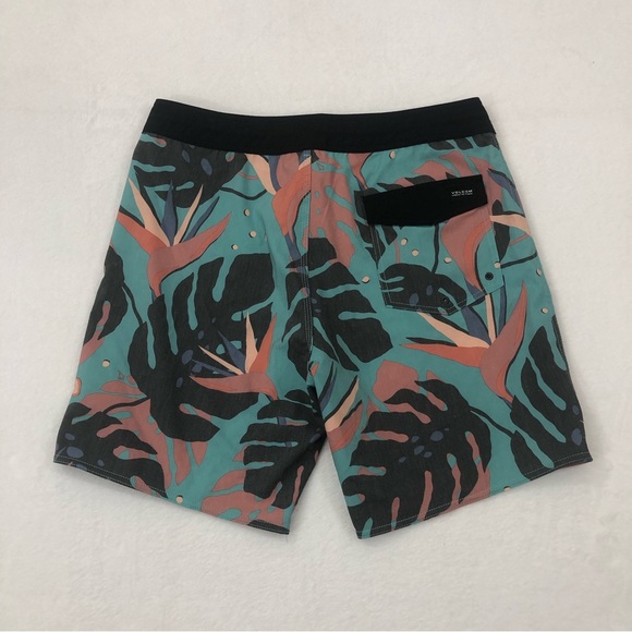 Volcom Stone Cinch Fly Turquoise Black Palm Floral Surf Swim Board Short Men 34 - Picture 8 of 9